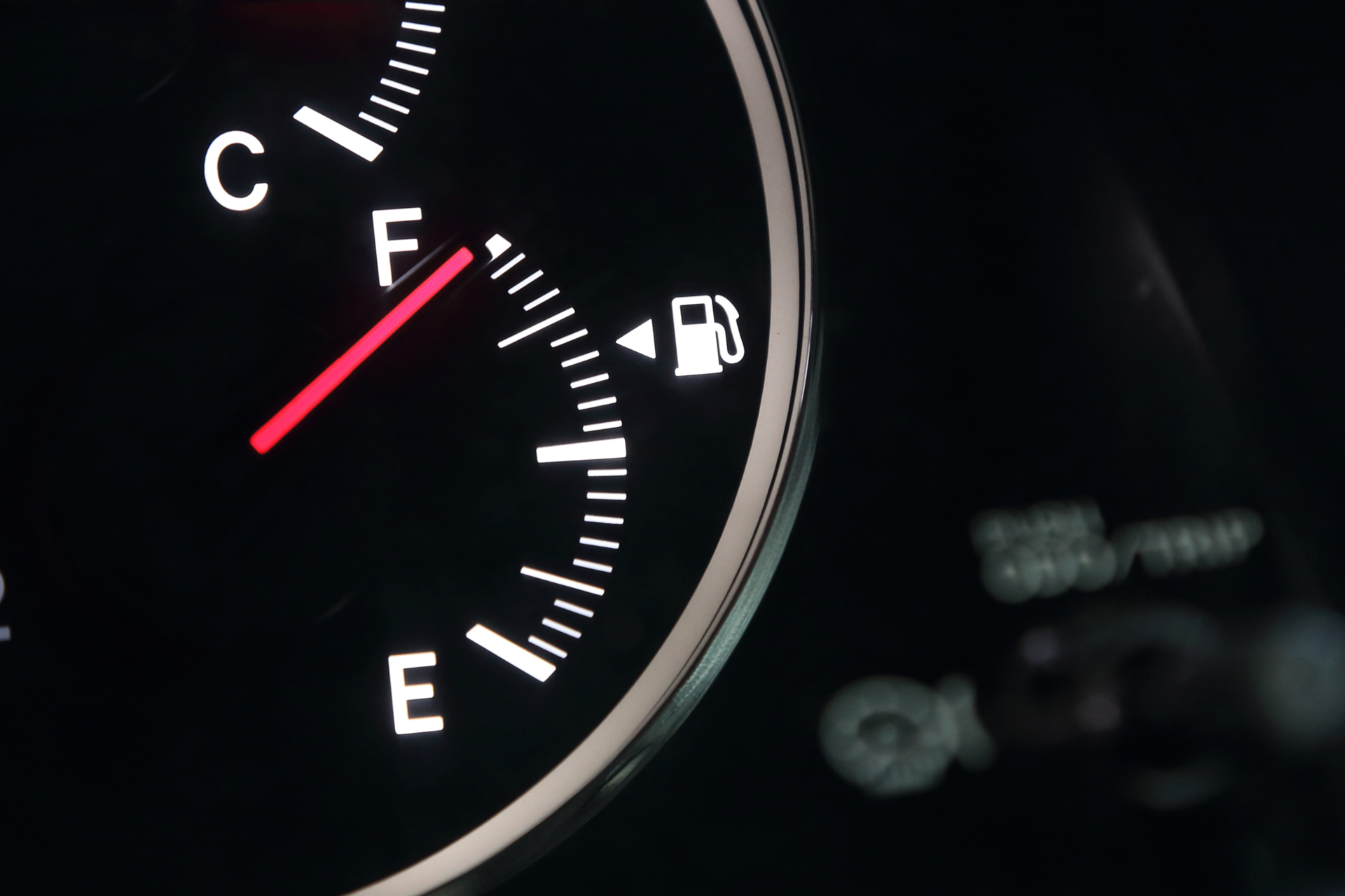 Image of a petrol fuel gauge